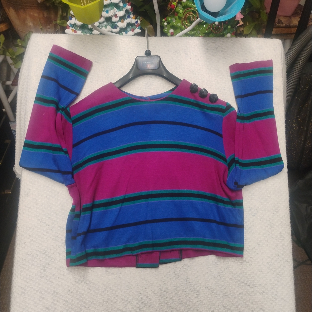 Vintage Positive Attitude Pink Long Sleeve Crop Top Womenโs Medium 90s Preppy